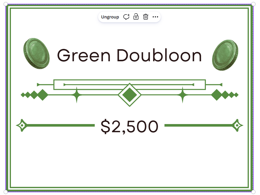 Green Doubloon sponsorship, $2,500